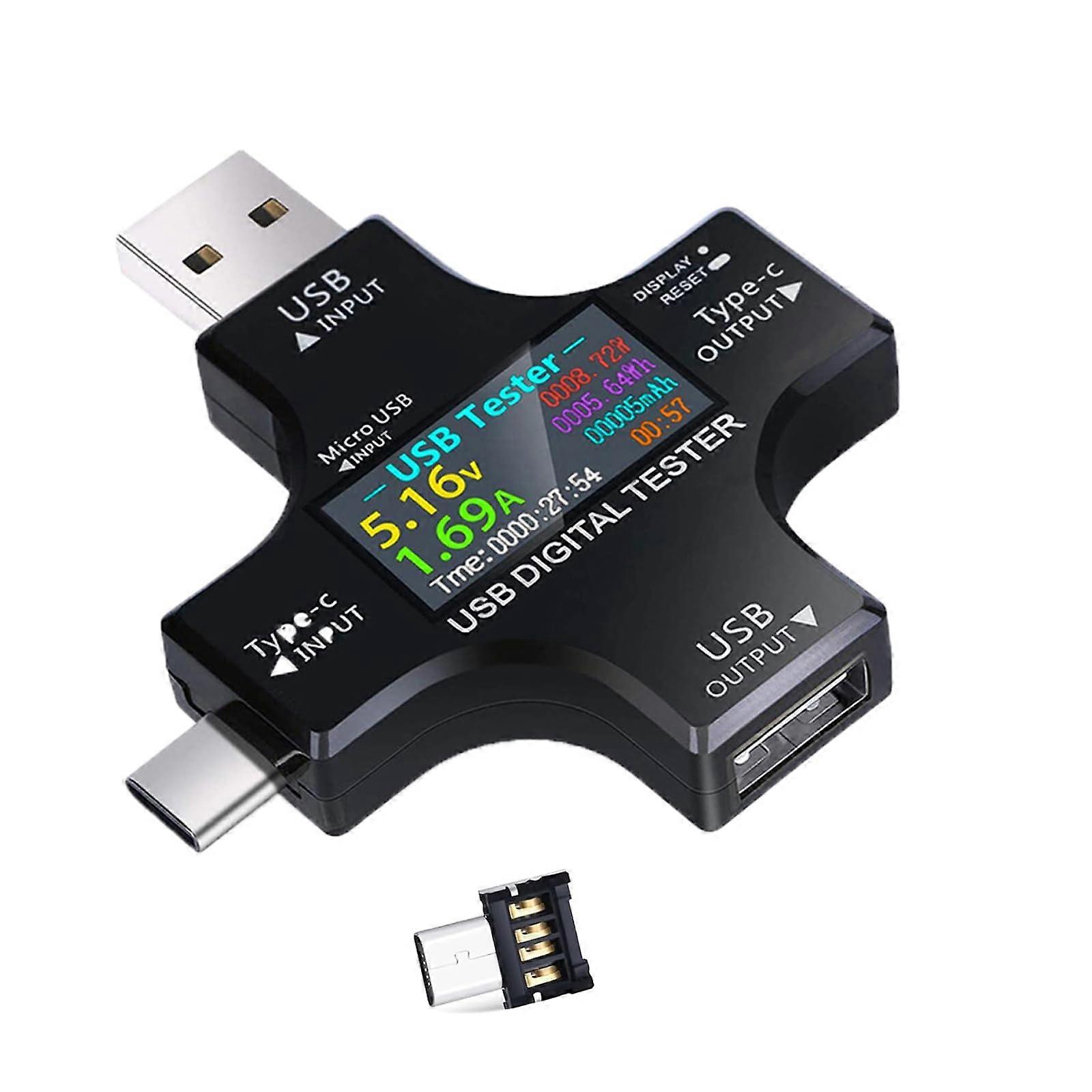 USB C Tester, Power Meter, Voltmeter, Current, Capacity Detector, 2 in 1 Type C Tester