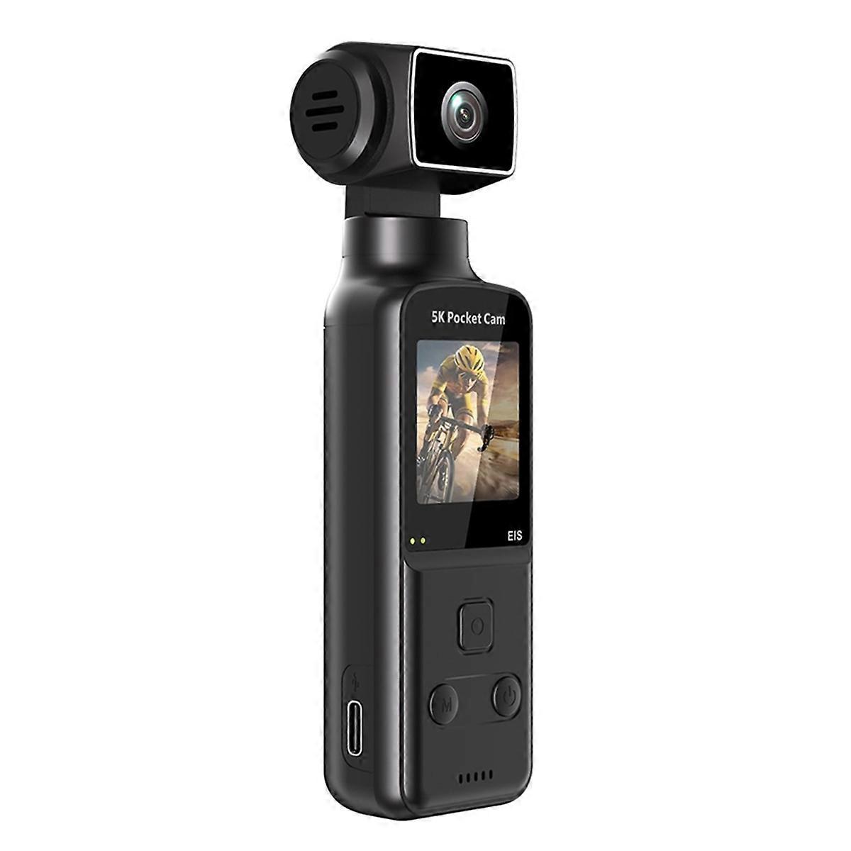 5K Pocket Digital Camera with External Microphone 270 Rotate Wifi Video Recorder Camera for Outdoor Sport Bike Travel