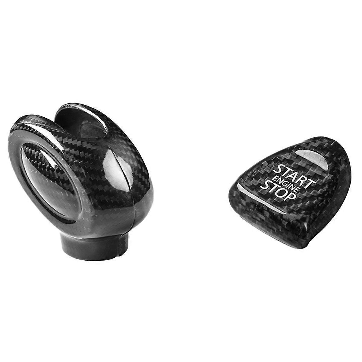 Car Real Carbon Fiber Shift Lever Cover Shift Knob Cover for Mini F54 F55 F56 F57 F60 Black with Start Switch