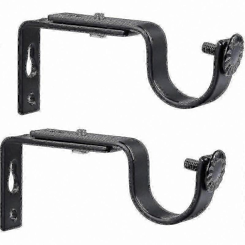 Black Adjustable Curtain Rod Brackets, 20-28mm, Set of 2