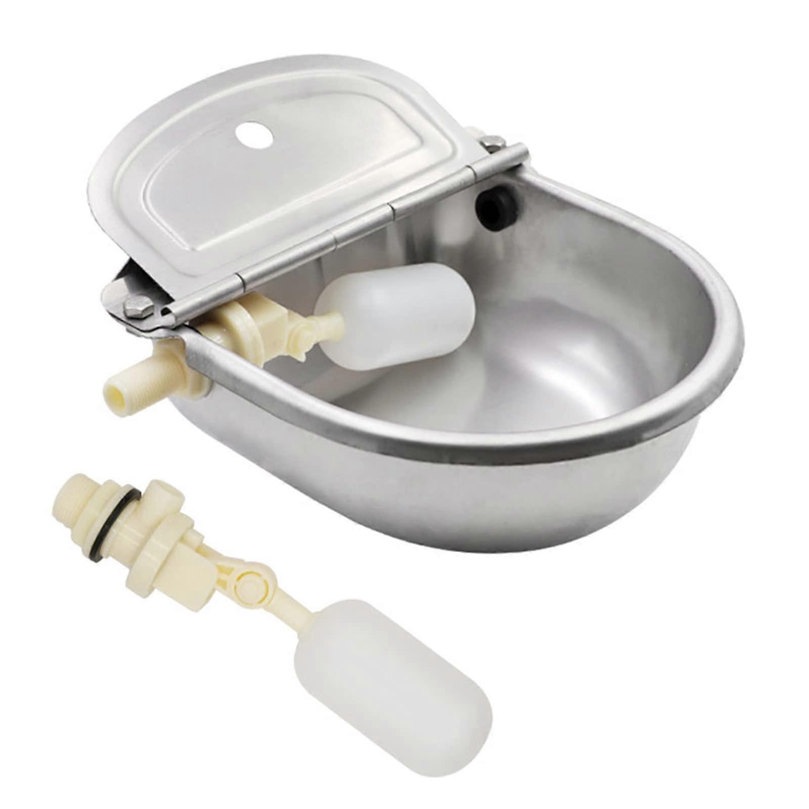 Automatic Drinking Bowl Stainless Steel With 2-Piece Float Valve Drain Holes For Livestock Cattle Horse Pig Sheep Dog