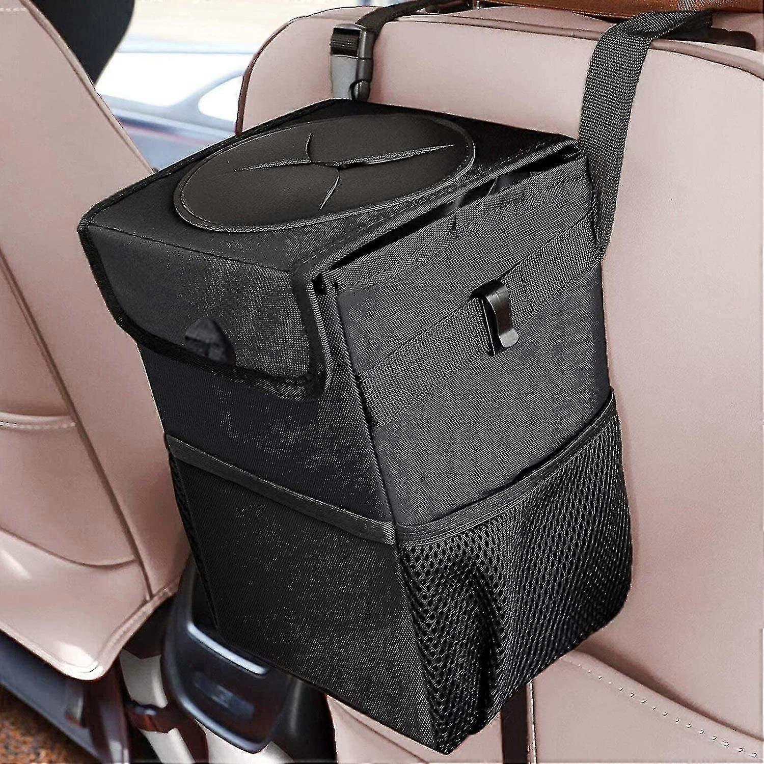 Car Trash Can, 6L IP68 Waterproof Foldable Organizer with Lid for Vehicle