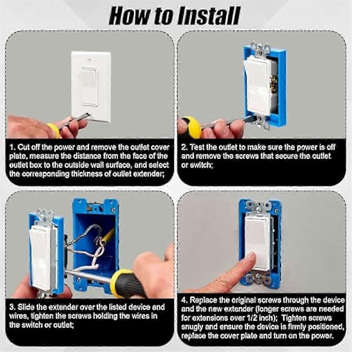 4 قطع 1/2 بوصة واحد عصابة مخرج مربع موسع - صندوق تمديد مخرج كهربائي باللون الأزرق - وعاء تمديد المخرج لتعزيز الراحة