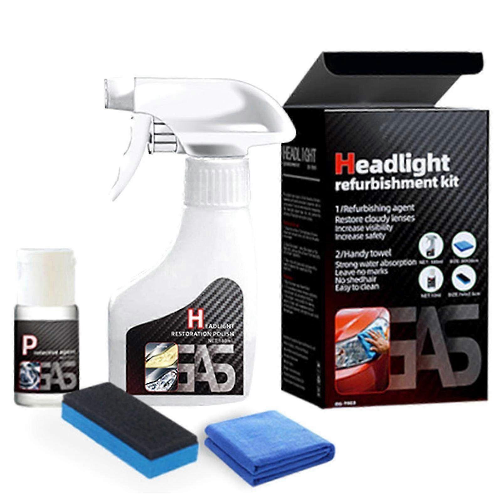 180ml Headlight Restoration Polish Kit - No Sanding Anti-Yellowing Cleaner for Foggy Scratched Plastic Lens NW