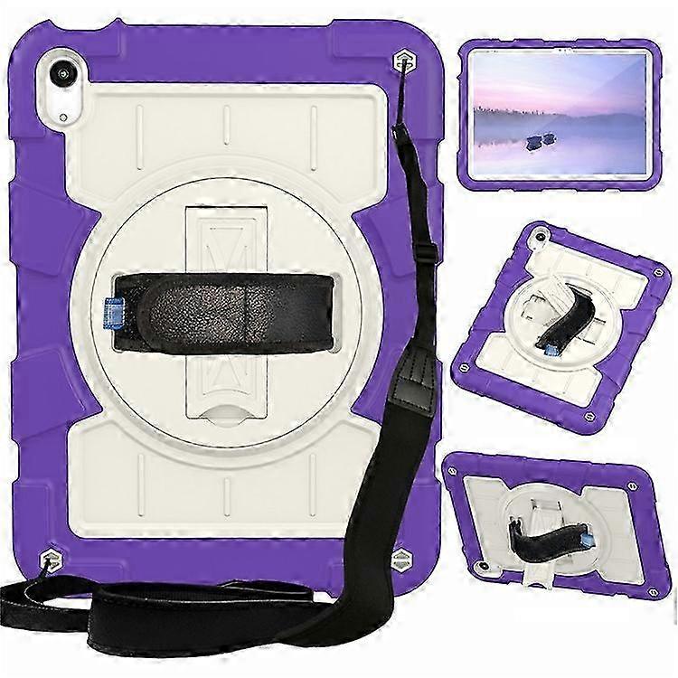 Enhanced Kickstand Case for iPad Air 11 (2024) with Rotating Hand Strap and PC+TPU Tablet Cover with Shoulder Strap