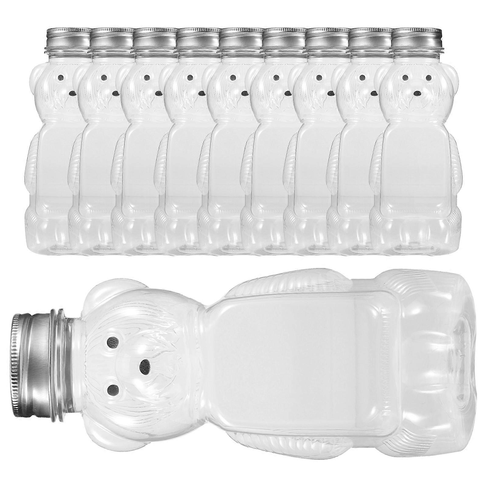 Bear Shape Juice Bottle Clear for Holiday Use Transparent Pet Material Prevent Spills Function 10Pcs