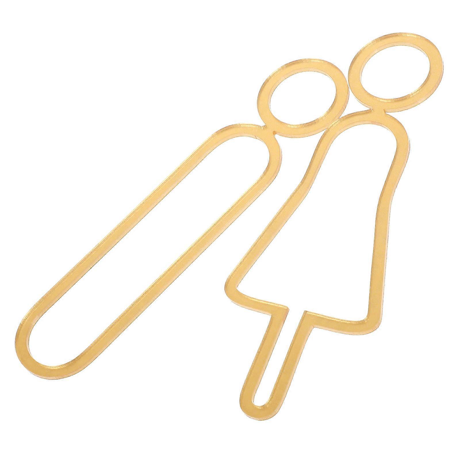 Golden Acrylic Restroom Sign for Door Sturdy Bathroom Sign for Business and Home 2 Pieces
