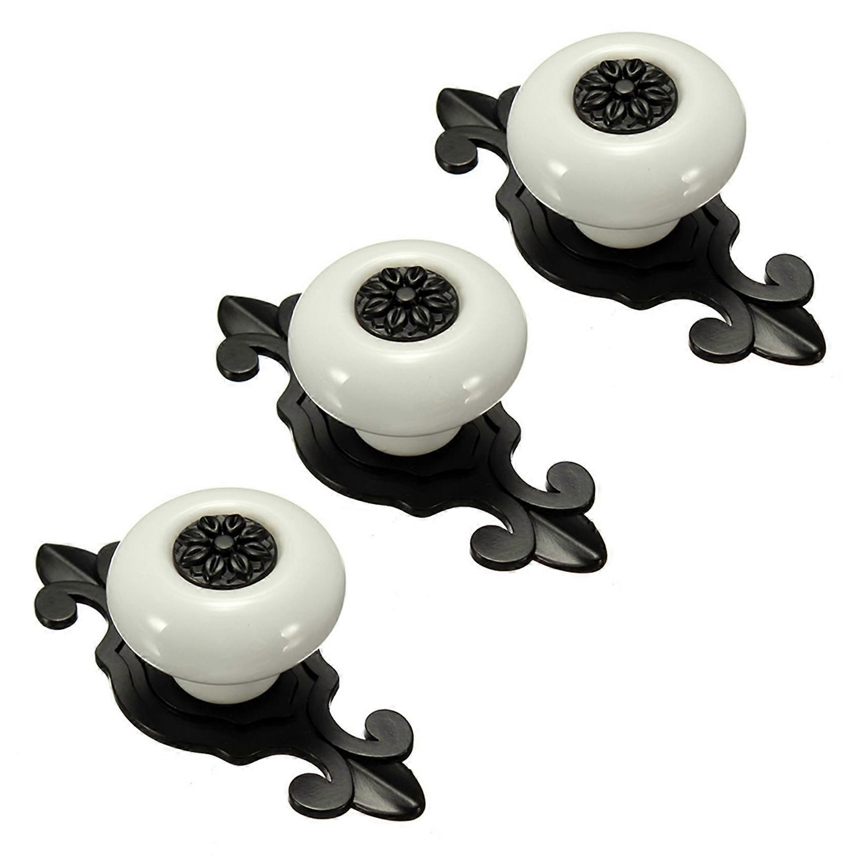 3X Vintage Ceramic Door Knobs Drawer Cabinet Cupboard Wardrobe Pull Handle White+Black