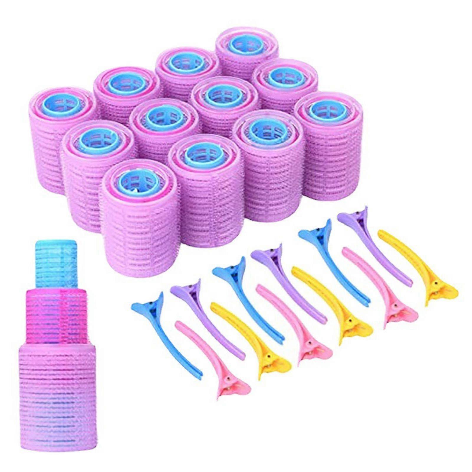 36Pcs Self Grip Hair Roller Set Large Medium Small Hair Curlers Roller with 12 Plastic Clips for Home Salon Use