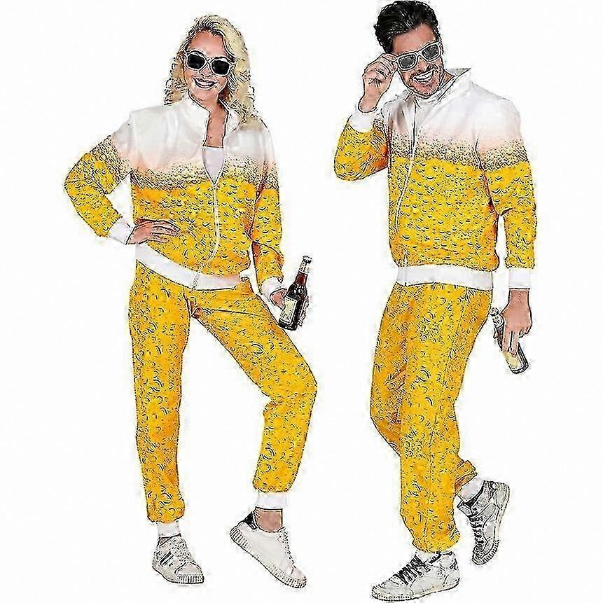 Retro 80s Style Beer Themed Jacket and Pants Tracksuit Set