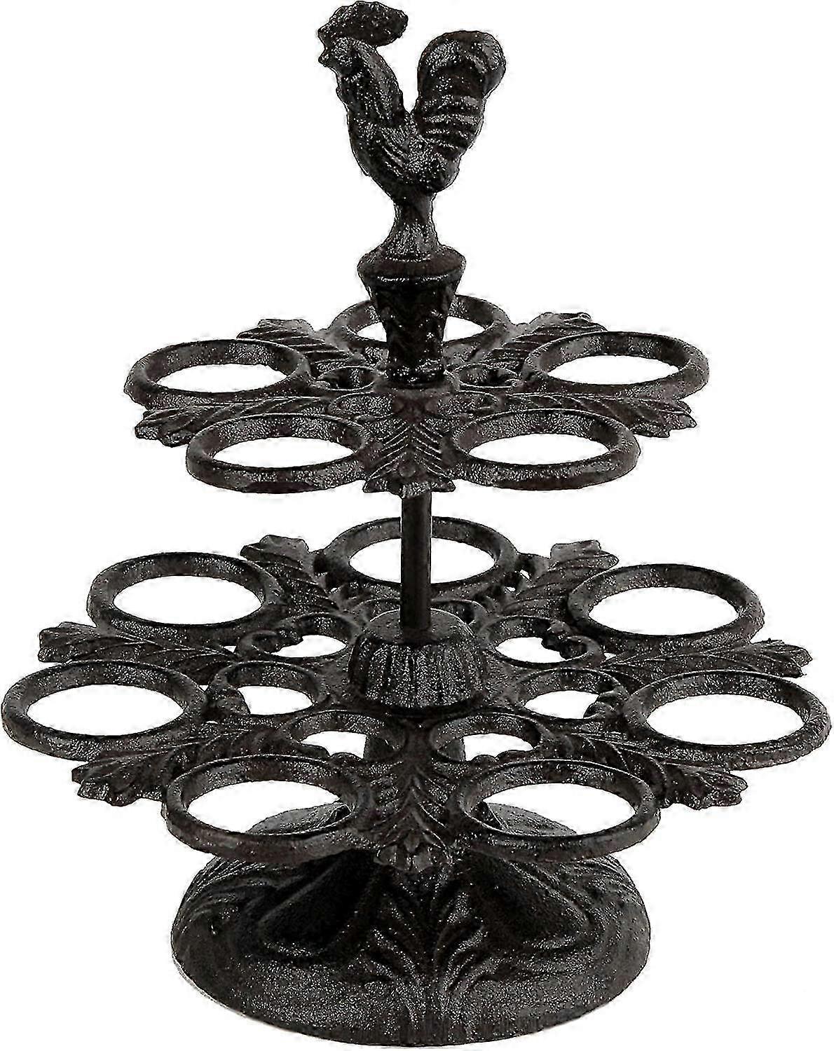 Kitchen egg holder for eggs - durable iron double layer rack