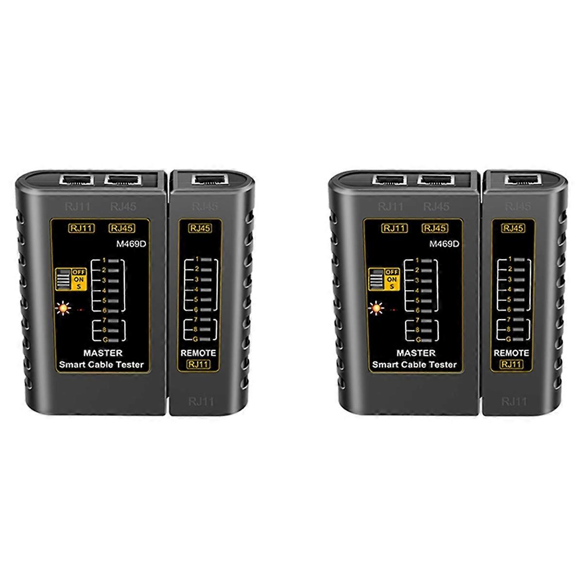 2Pcs M469D Network Cable Tester Kit RJ45 RJ11 LAN Wire Line Detector Telephone Cable Testing Tool Network Repair