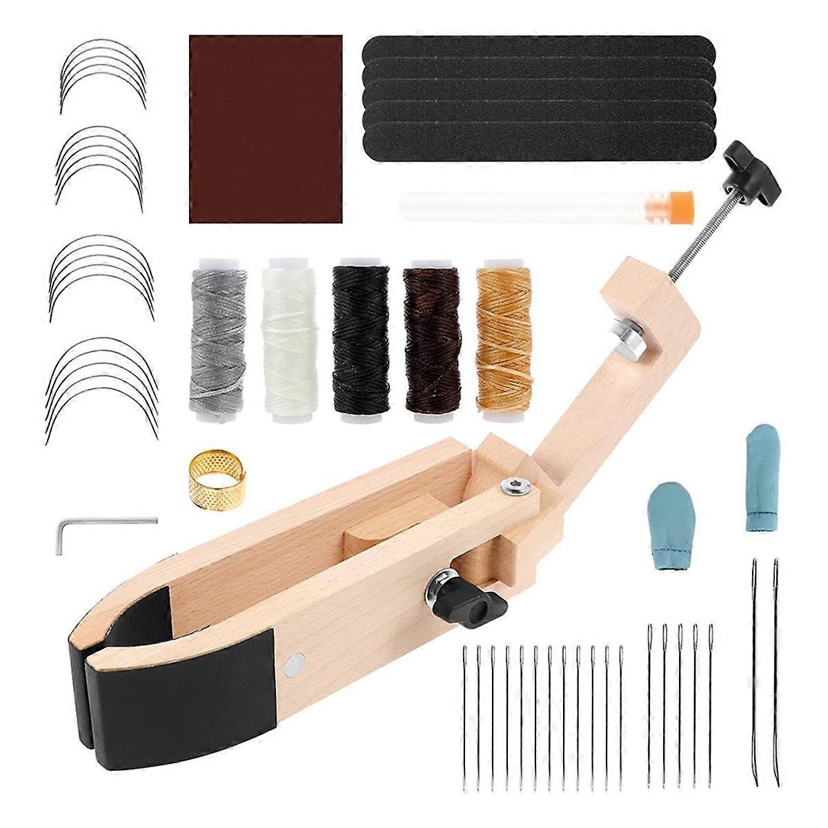 Leather Sewing , Solid Table Desktop Horse Clamp,Versatile Stitching Leather Wood Clip with Handle for DIY Craft