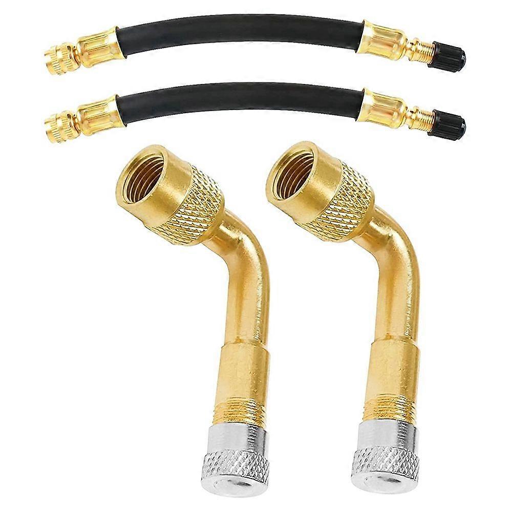 Car Tire Valve Extension Adapter 90 Degree Valve Inflation Nozzle with 180 mm Valve Extension Tube