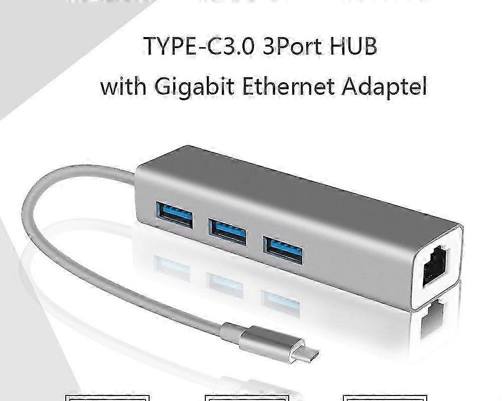 type-c to RJ45 aluminum alloy Gigabit network card 3.0hub computer external network port Macbook docking station