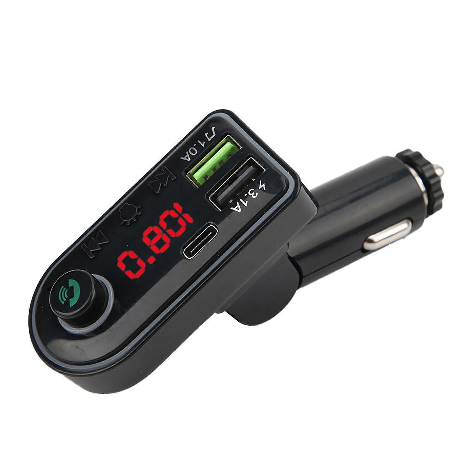 Bluetooth FM Transmitter V5.0 MP3 Player with Digital Display & Mood Light