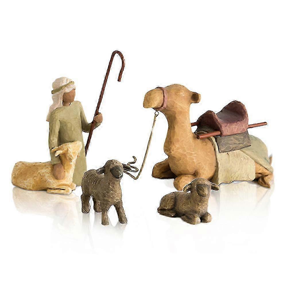 Shepherd and Stable Nativity Set 4pc Resin Figurines Home Decor R-haoyi