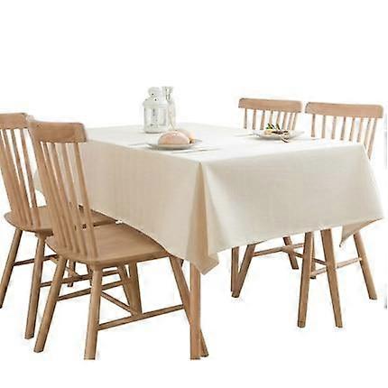 240cm Solid linen tablecloth decoration household kitchen tablecloth tablecloth(Milky)