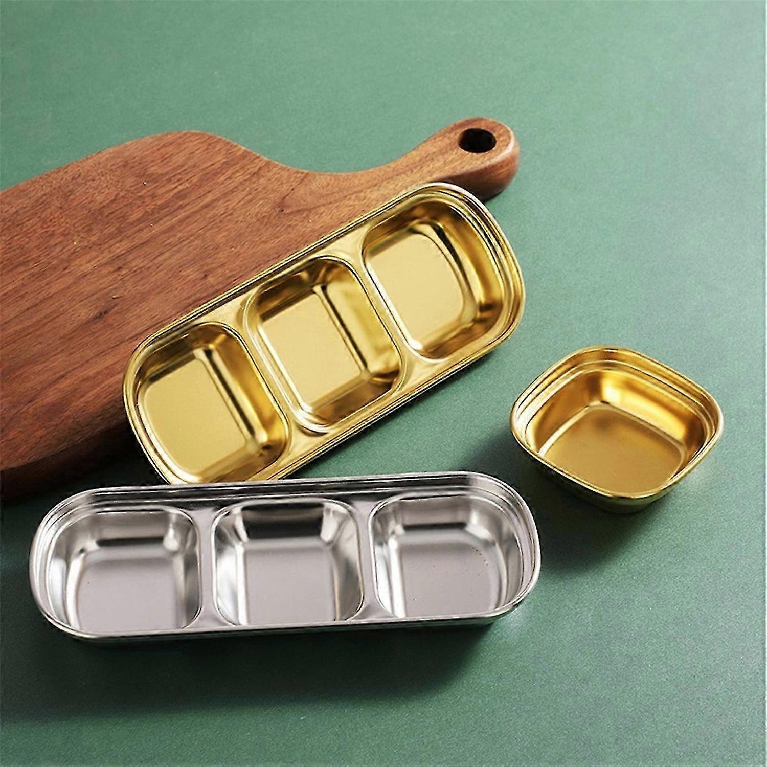 Stainless Steel Sauce Dish,Divided Dipping Plates B