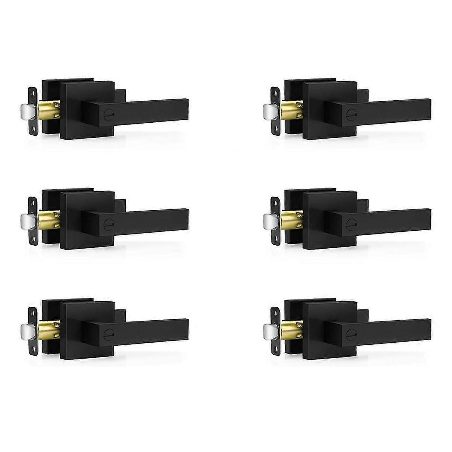 3 Pack Matte Black Door Handles, Keyless Interior Door Knobs