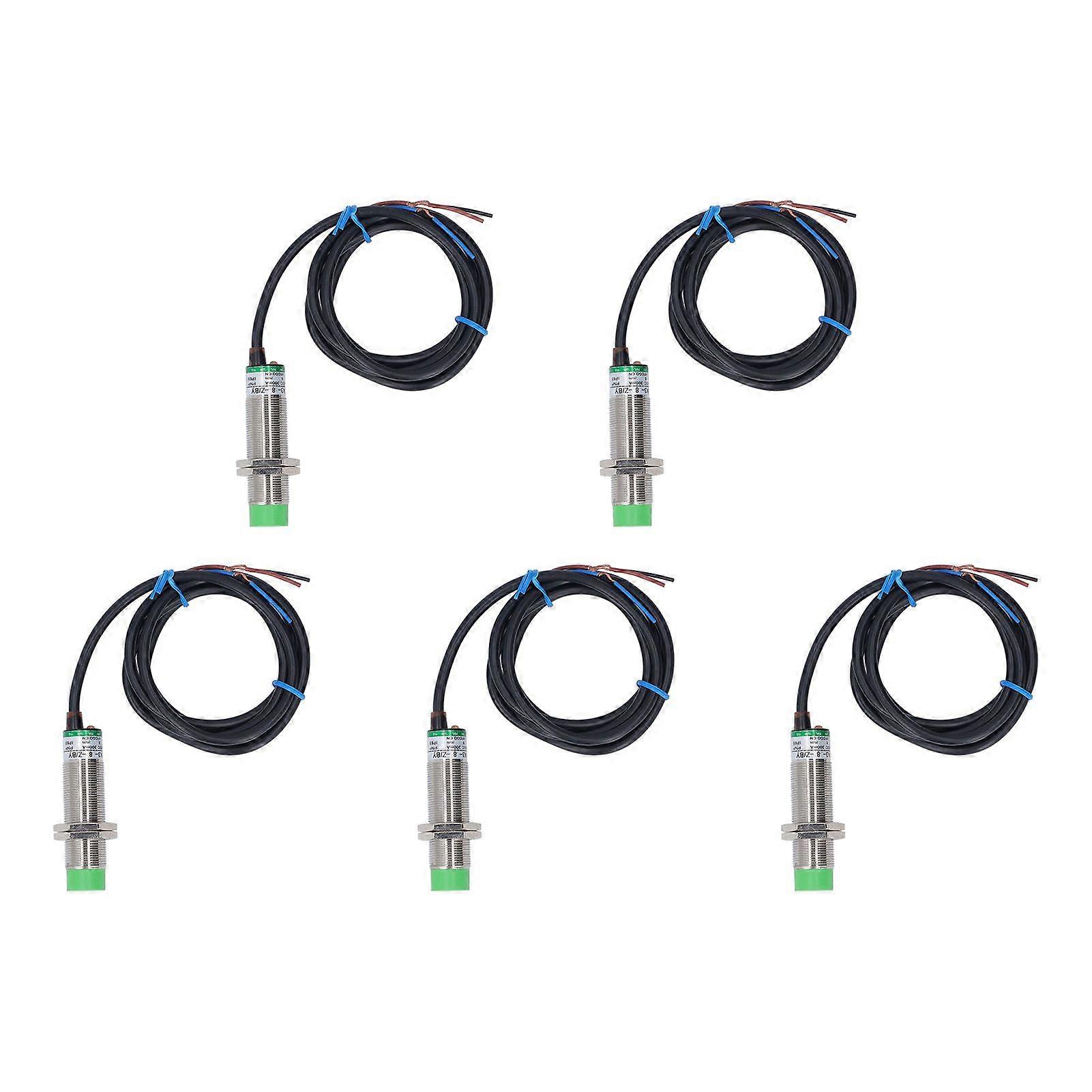 5Pcs Inductive Proximity Sensor PNP Normally Open Short Circuit Protection M18 Proximity Switch 636VDC