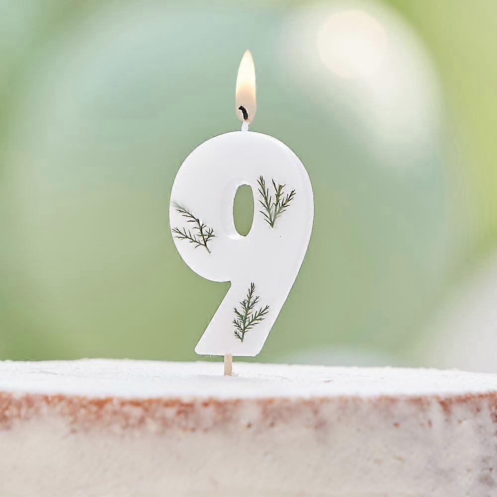 Leaf Foliage Number 9 Birthday Candle