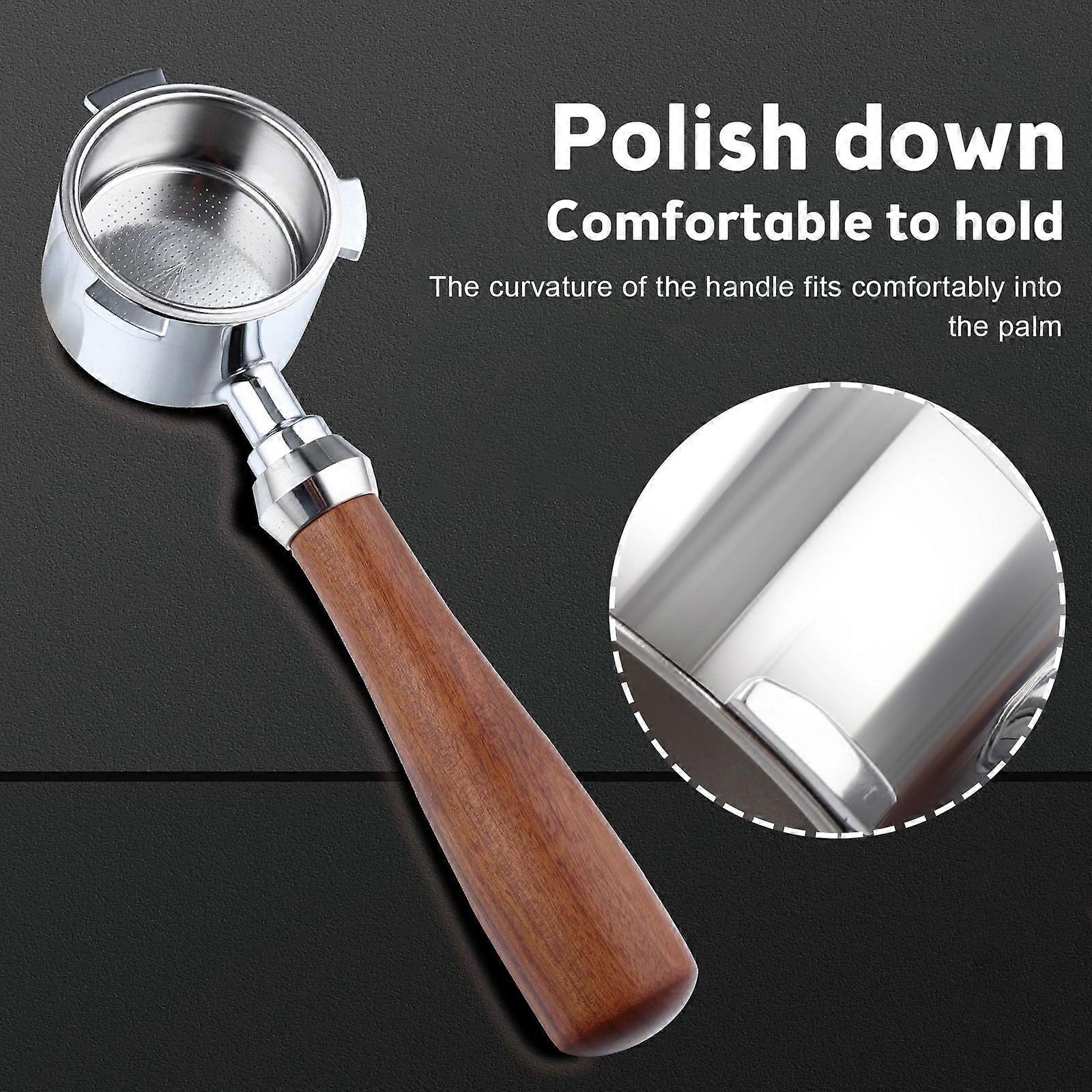 51mm Bottomless Portafilter with 3 Ears Stainless Steel Basket and Solid Wood Handle Portafilter Replacement Parts Compatible with Delonghi EC685/EC68