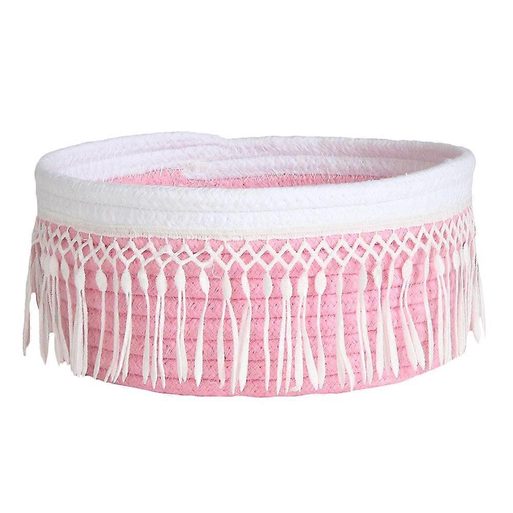 Sundry Organizer Cloth Storage Basket for Tabletop Use 1Pcs Pink Design