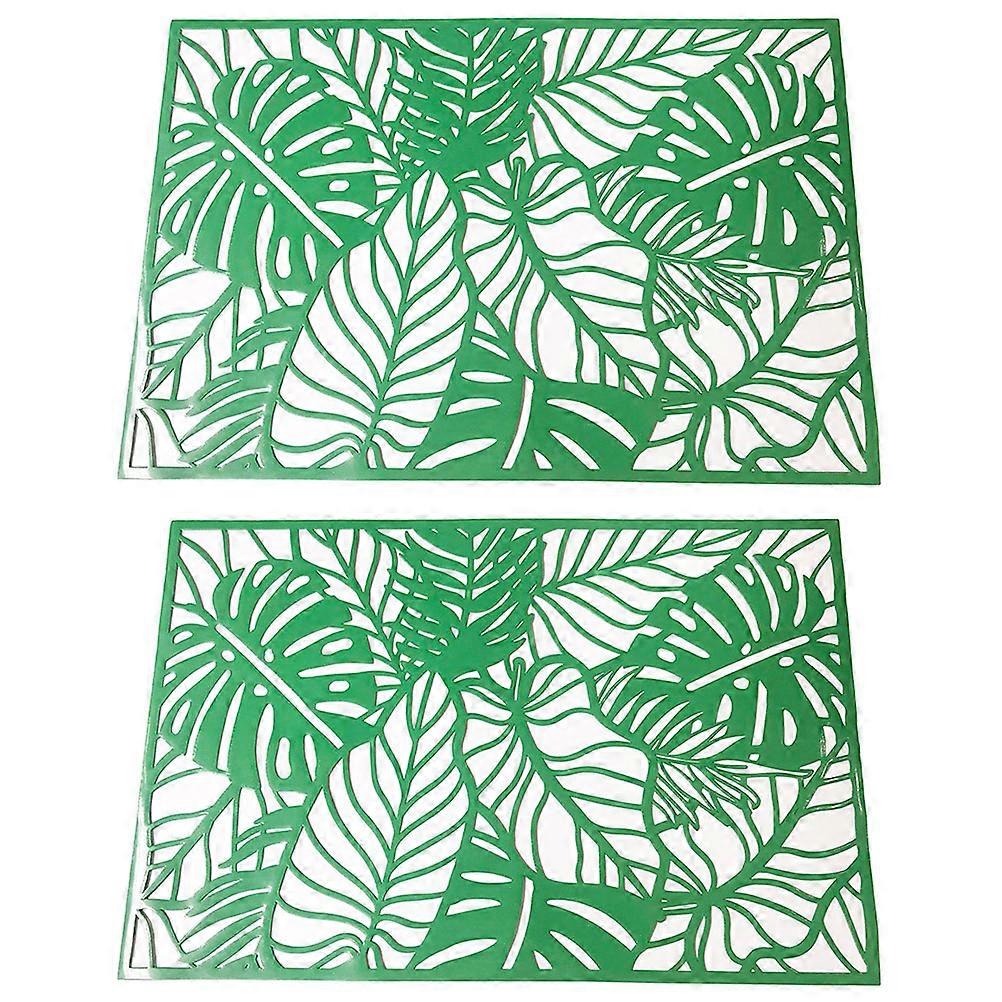 Rectangular Tropical Leaf Table Mat with Anti-Slip Feature 2Pcs Set
