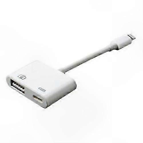 White USB 3.0 Camera Adapter with Lightning Connector for High-Speed Data Transfer on iOS Devices