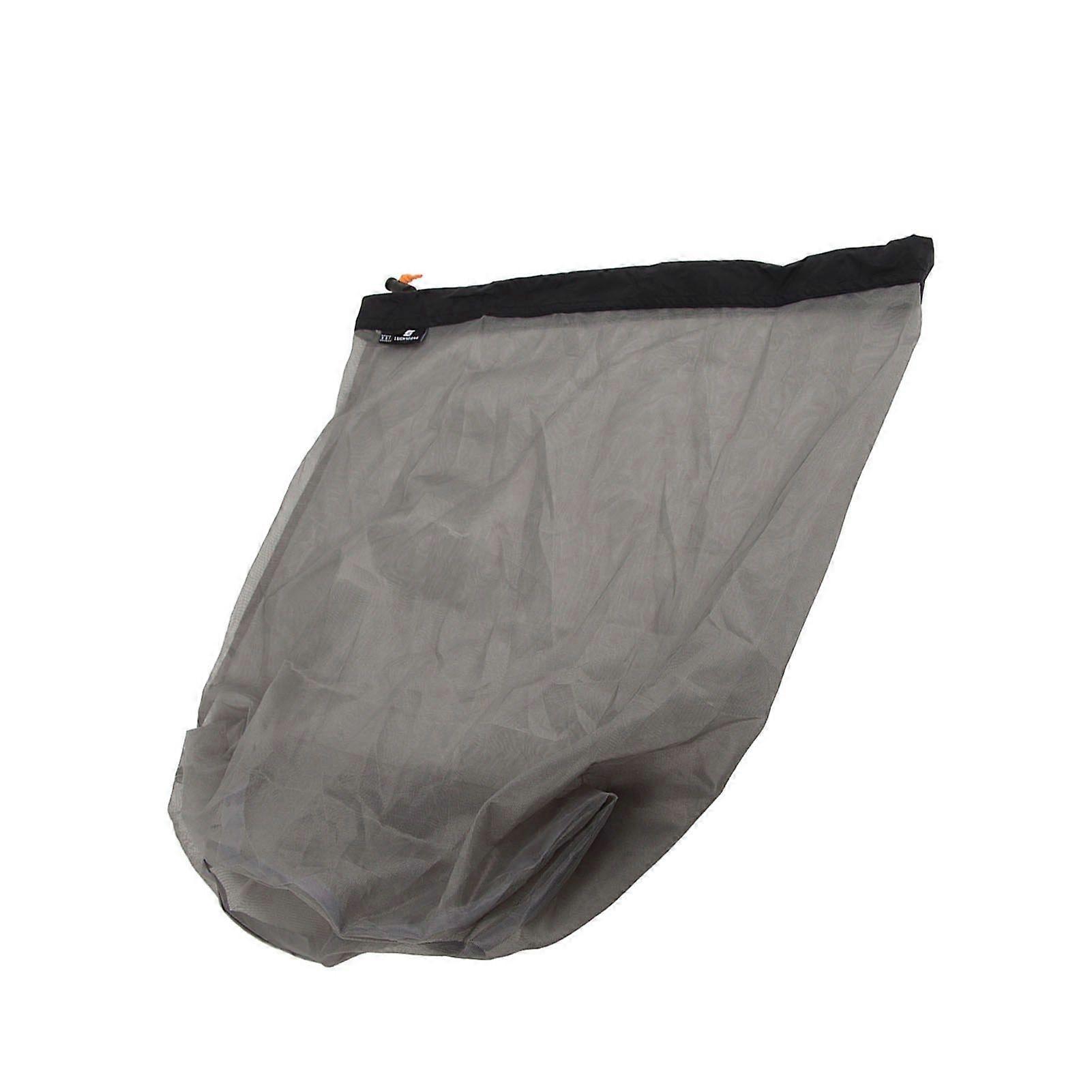 Ultralight Mesh Drawstring Sack Outdoor Travel Hiking Camping Stuff Storage Bag(Black XXL)