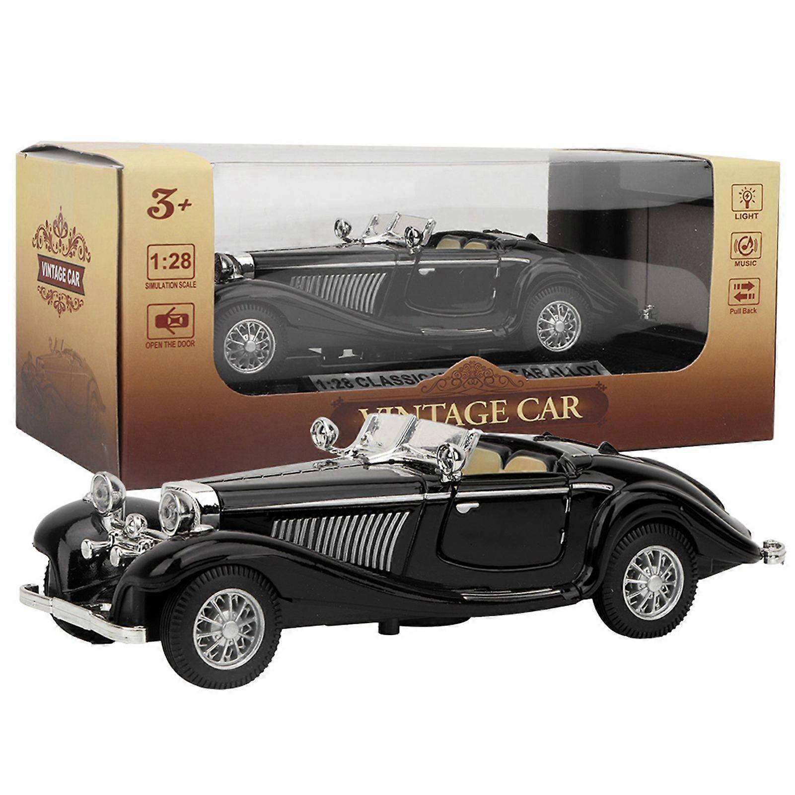 Vintage Child Kid High Simulation Sound Light Pull Back Car Toy Alloy Vehicle (Black)