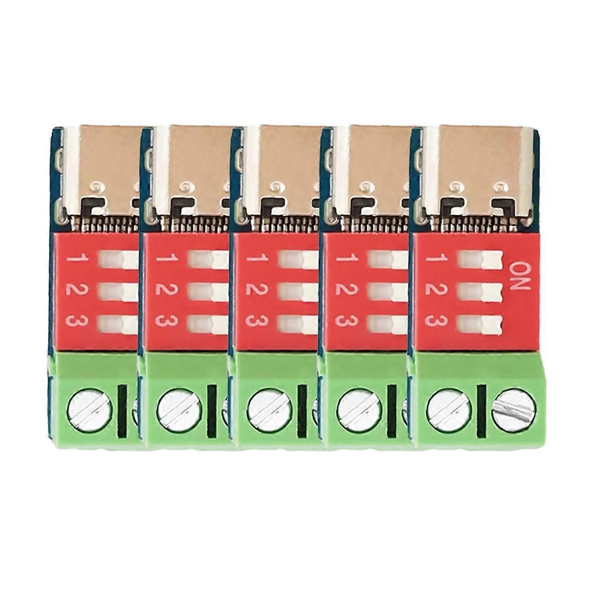 5pcs Type-C QC PD Fast Charging Test Board 5-20V Dial Adjustment Voltage PD Trigger Board Module 100W