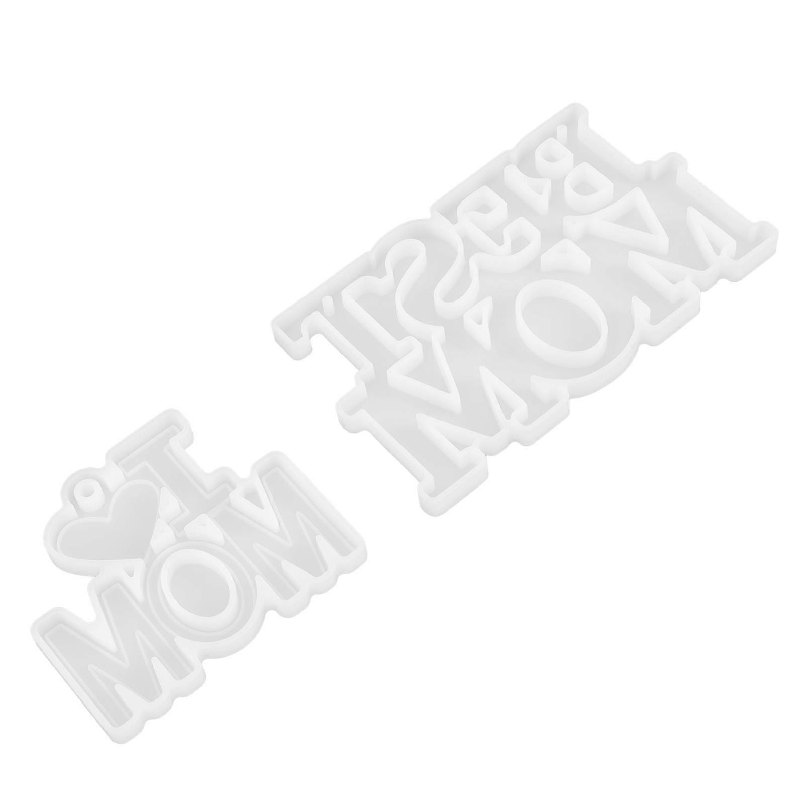 2Pcs Silicone Key Pendant Mold for DIY Mother's Day Keychain Making