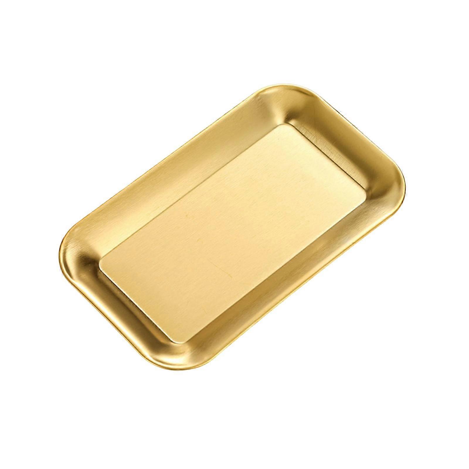 Serving Platter Dessert Dish Rectangular for Outdoor Activities small and Aureate