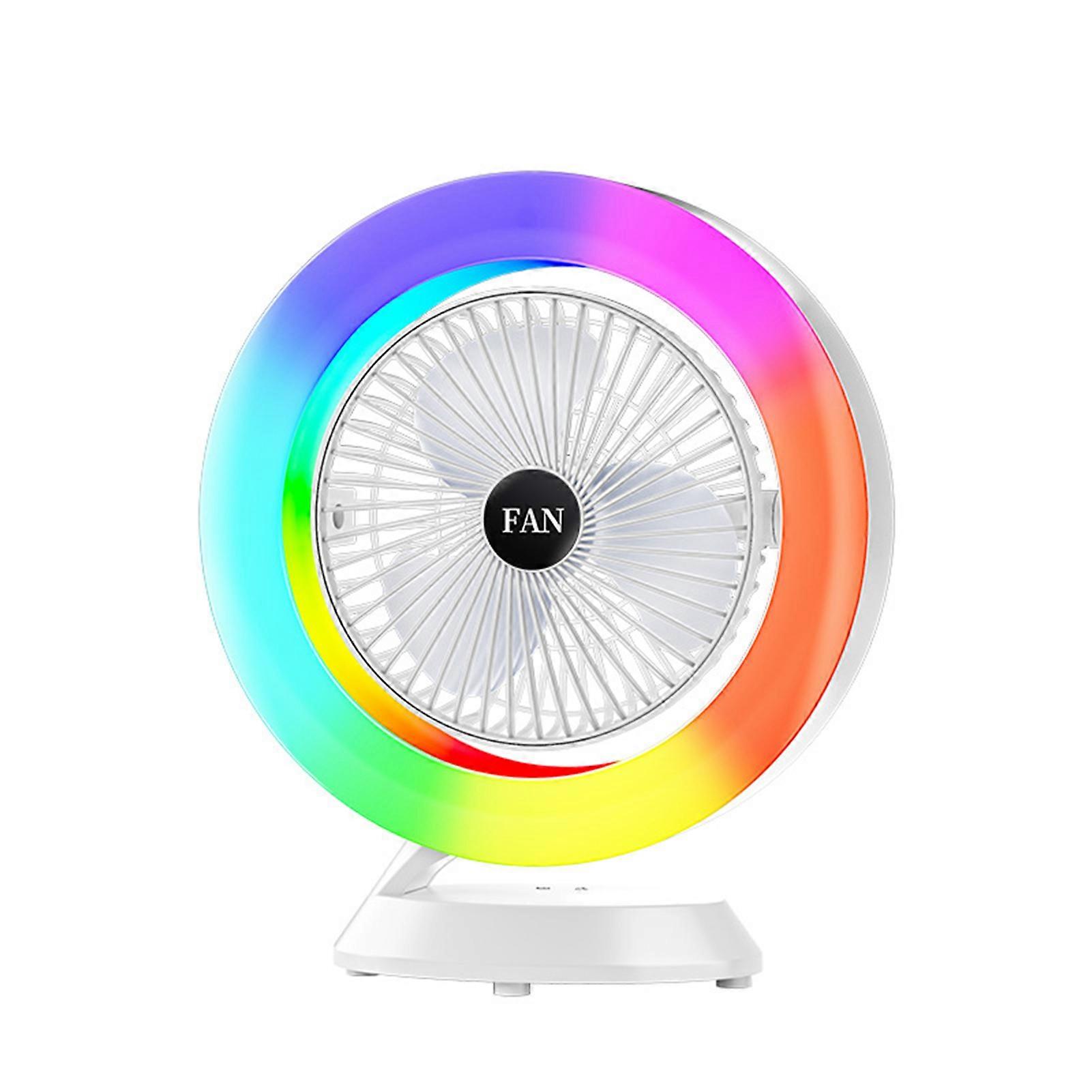 ABS Easy To Clean Chargeable Fan With RGB Light Colors Rechargeable Fan Fan For Home Desktop Fan