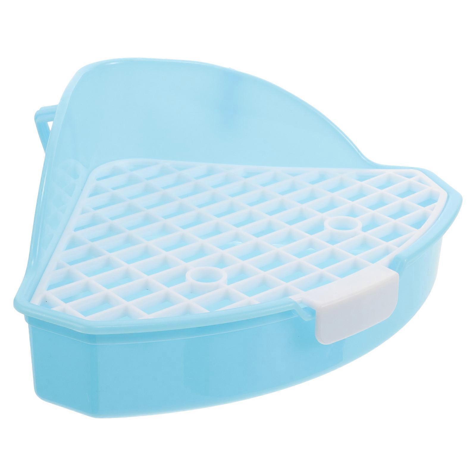 Pet Urinal Potty Small Litter Tray Indoor Use Sky-Blue Triangular Shape Corner Fitting 1Pack