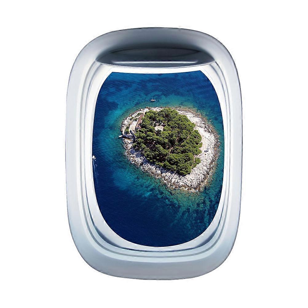 Door Wall Decal Three-Dimensional Porthole Island Scenery Window for Wall Decoration 3Pcs