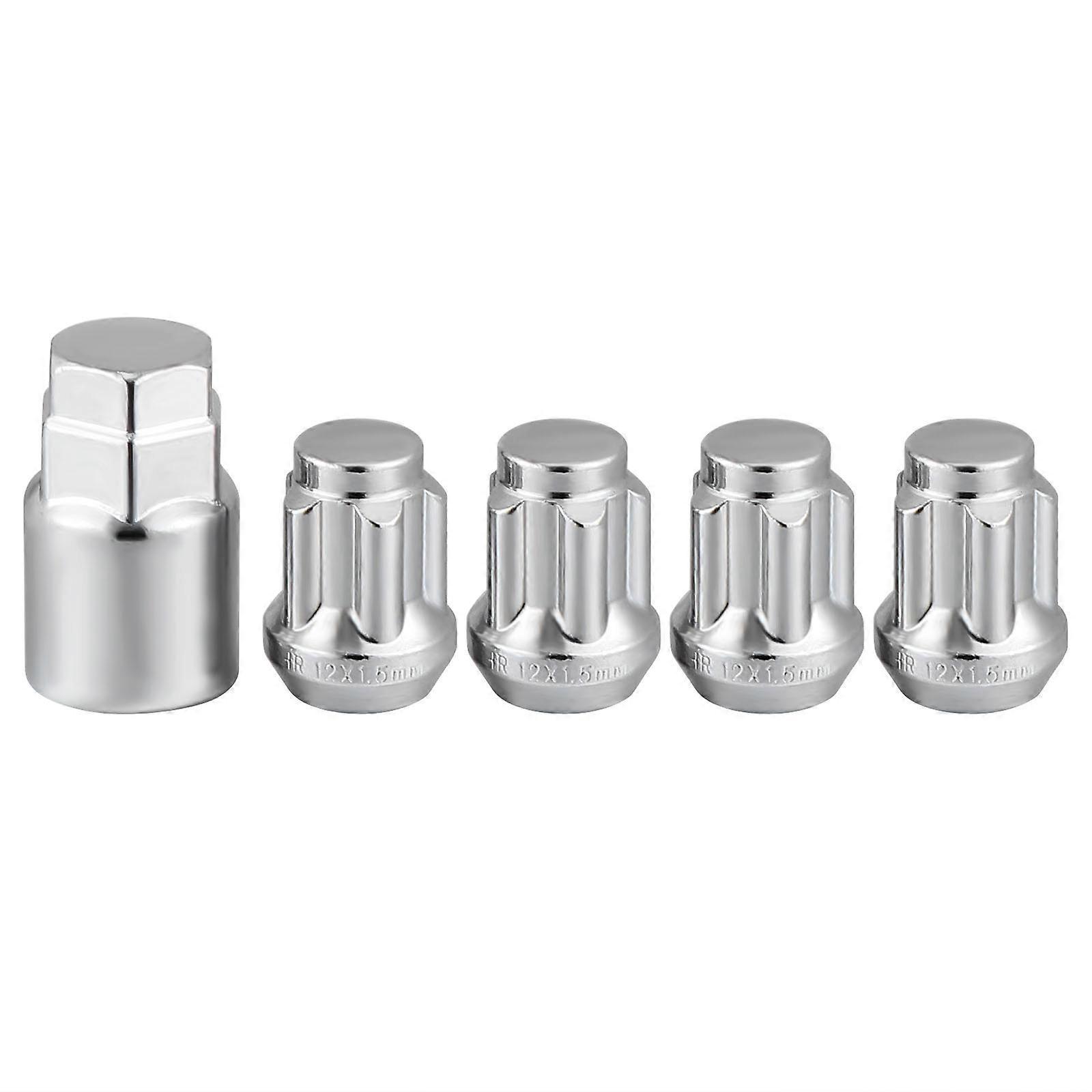 Wheel Lock Nut Anti Theft Locking Nuts for Car 12Pcs Silver
