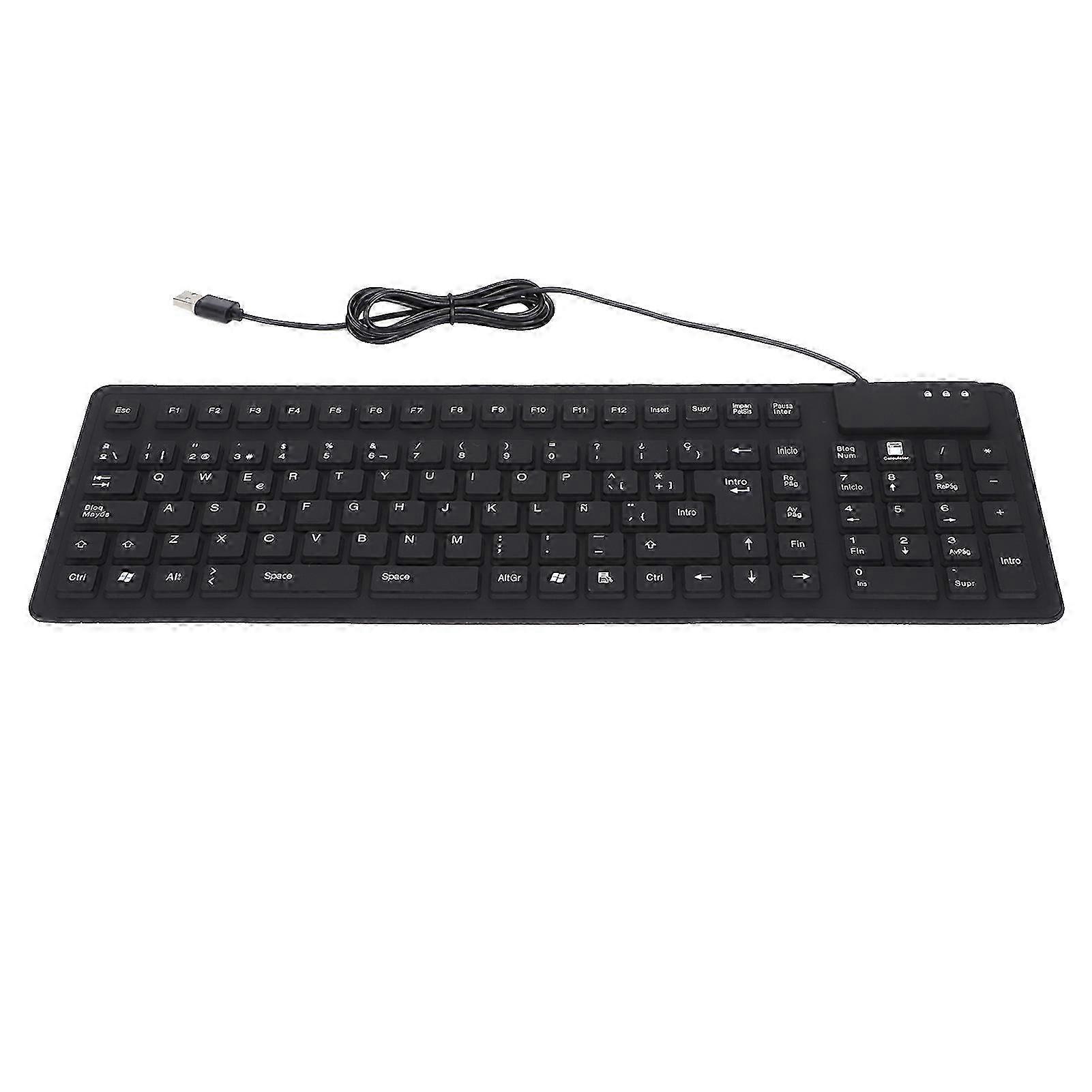 108 Keys Spanish Keyboard, USB, Wired, Portable, Foldable, Silent, Waterproof, Dustproof, Silicone