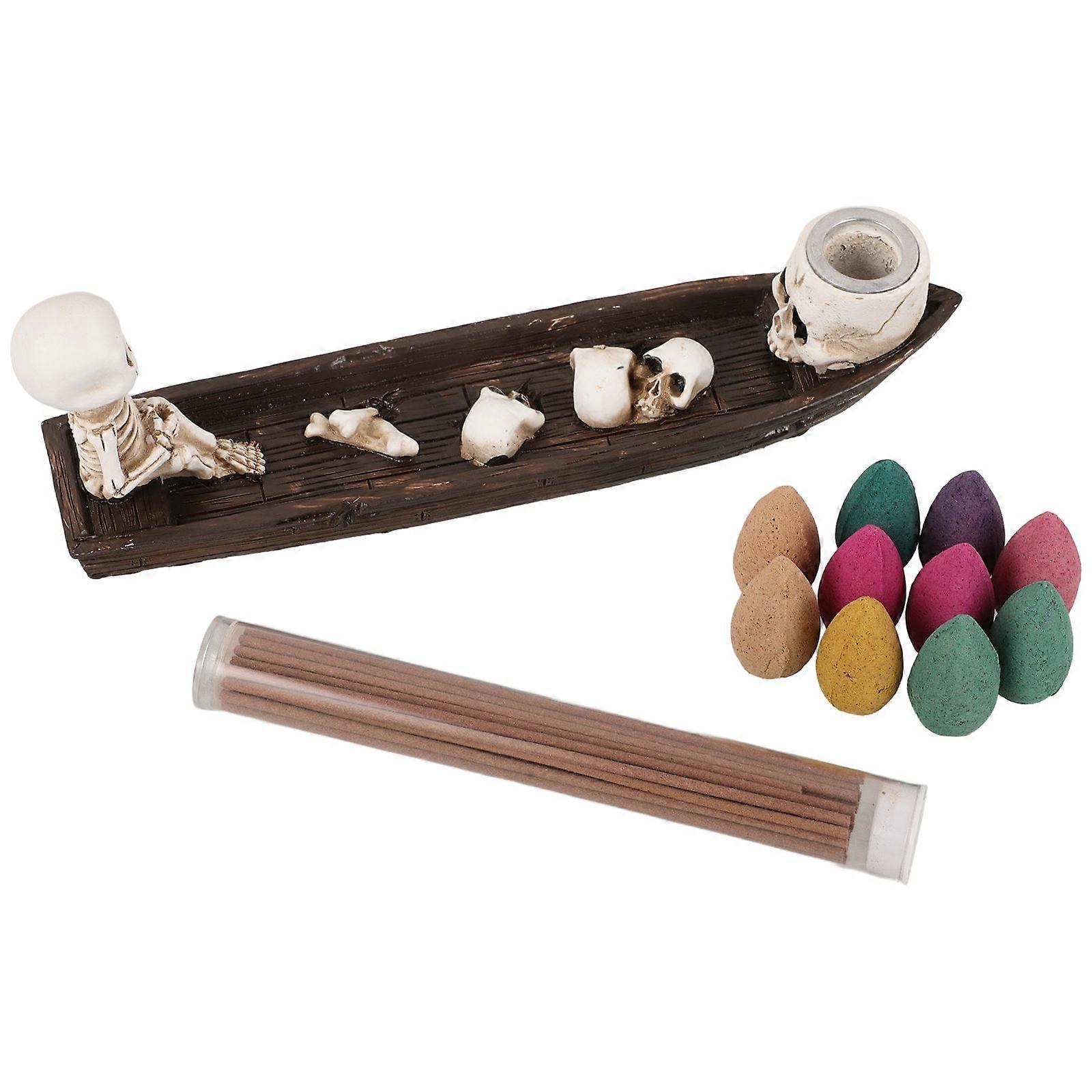 Halloween Incense Burner Skull Design For Home Decor 5 Sets Unique Style Multiple Uses Indoor Decoration Crafted With Resin