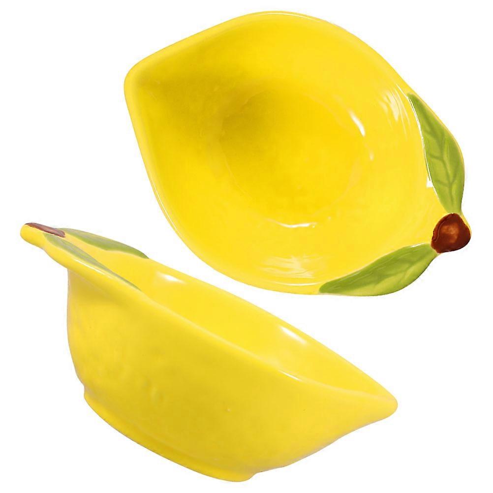 Unique Lemon Ceramic Tableware for Serving 1Set Fruit Plates and Dessert Bowls