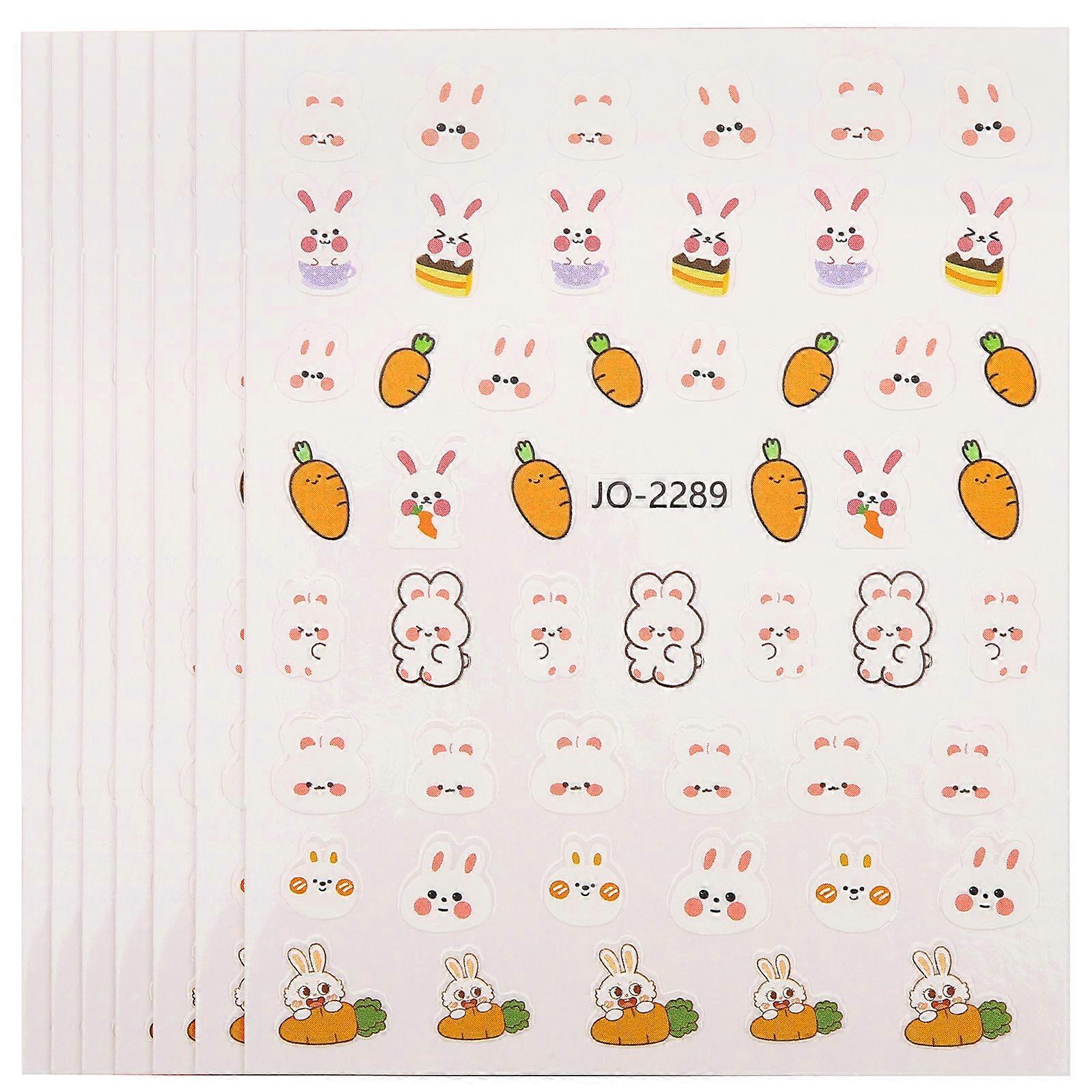 Self-Adhesive Easter Nail Art Stickers 20 Sheets For Nail Salons Bunny Rectangular Multi
