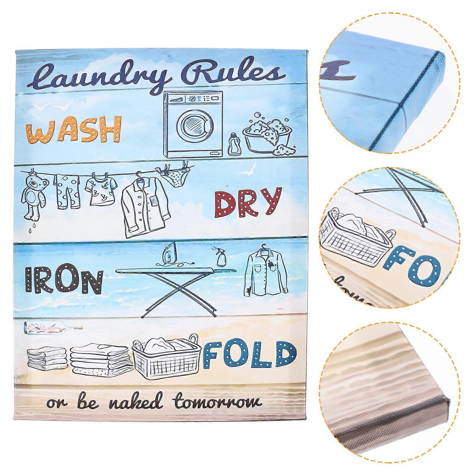 Laundry Room Wall Decor Canvas Art Featuring Laundry Rules 4Pcs Pack