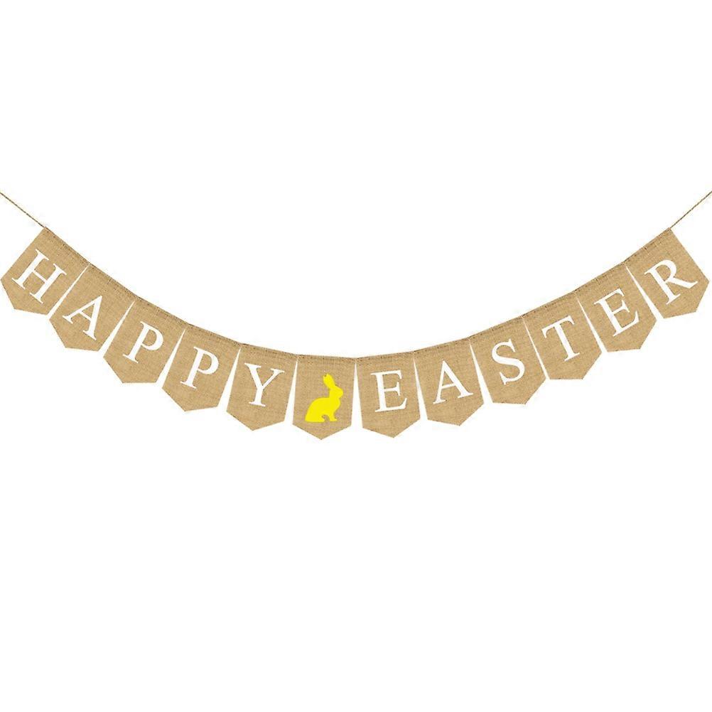 Easter Pull Flag for Decoration 2Pcs Yellow Happy Easter Bunny Banner