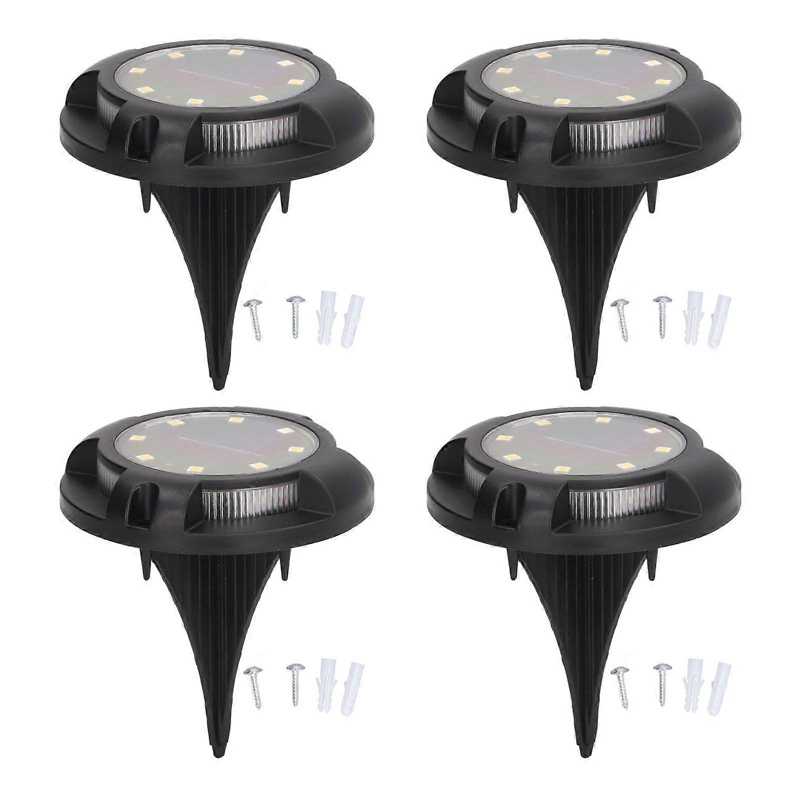 4sets Solar Ground Lights 5W Side Glowing Colorful Gradient IP65 Waterproof Dustproof Solar Ground Lamp for Gardens 8 Lights Warm Light and Color Ligh
