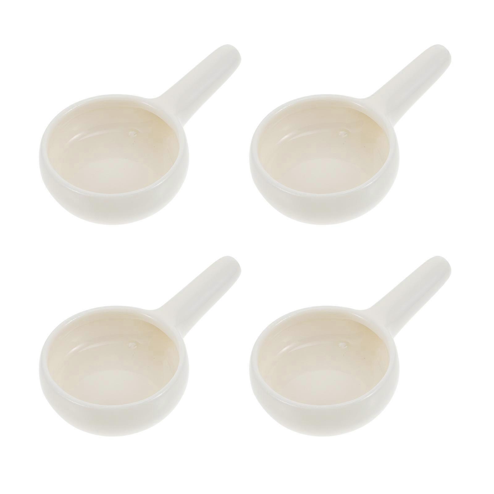 White Ceramic Candle Tray for Home Use 4Pcs Mini Spoon Holder