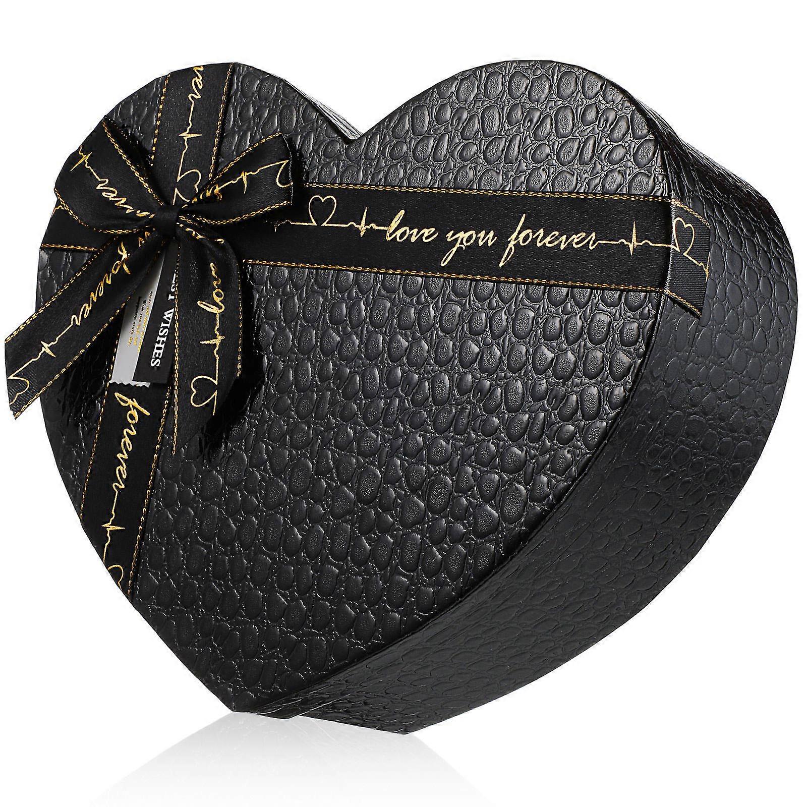 Black Heart Shape Present Boxes for Valentine Gift 4Pcs Paper Boxes