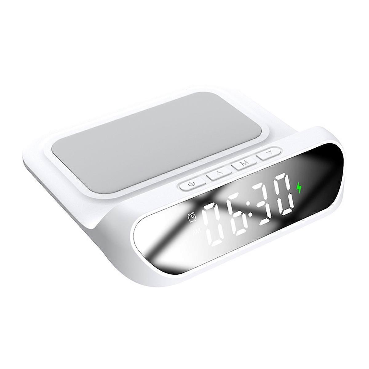 Wireless Charger Desktop Clock with Digital Display White