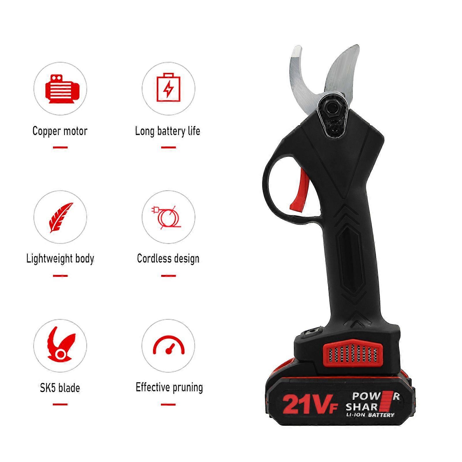 21V Portable Handheld Cordless Electric Pruning Shears with Carry Case Rechargeable 1200mAh Lithium Battery & Charger Powered Tree Branch Pruner Garde